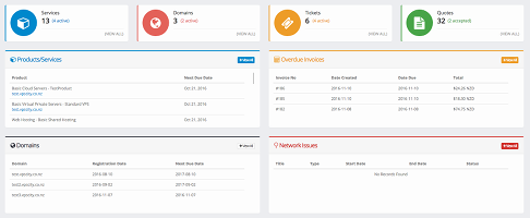 Client Area Dashboard